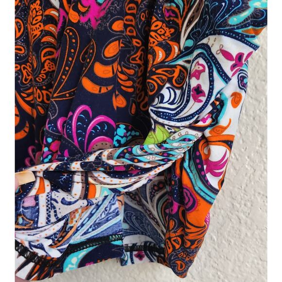 Shoshq Orange Multicolor Paisley Print Pull On Pleated Shorts S/M Lightweight - Picture 3 of 6